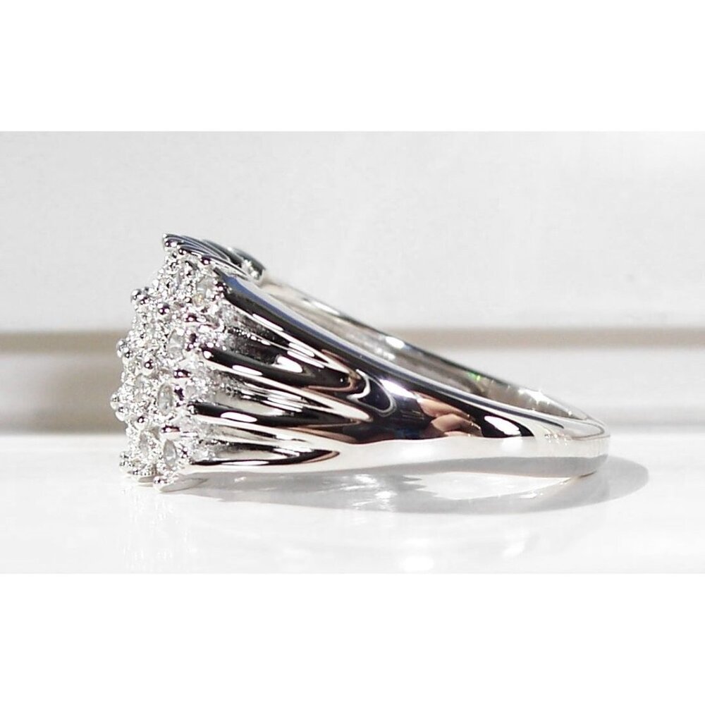 4 Row Pave Ring Cubic Zirconia 925 Sterling Silver Women's - Picture 9 of 14